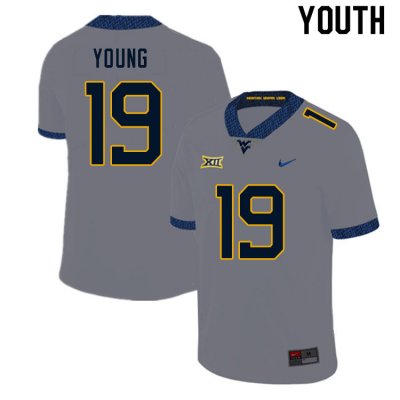 Youth West Virginia Mountaineers NCAA #19 Scottie Young Gray Authentic Nike Stitched College Football Jersey GA15D54LY